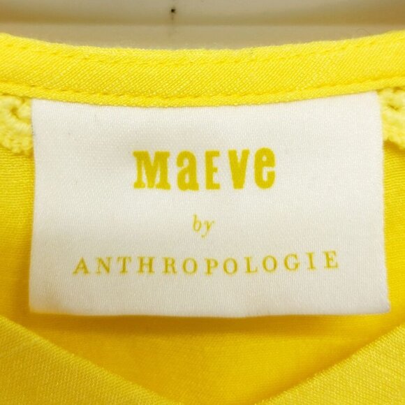 Maeve By Anthropologie Womens Yellow V-Neck Blouse With Bow Sleeves Size Small - Picture 3 of 12
